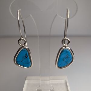 Beautiful 925 Silver and Blue Stone Drop Earrings